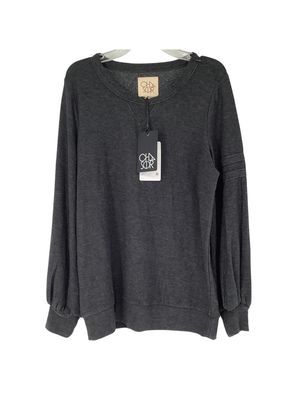 Chaser Women's Medium Black Crew Neck Pullover Cozy Athleisure Sweatshirt J21-12